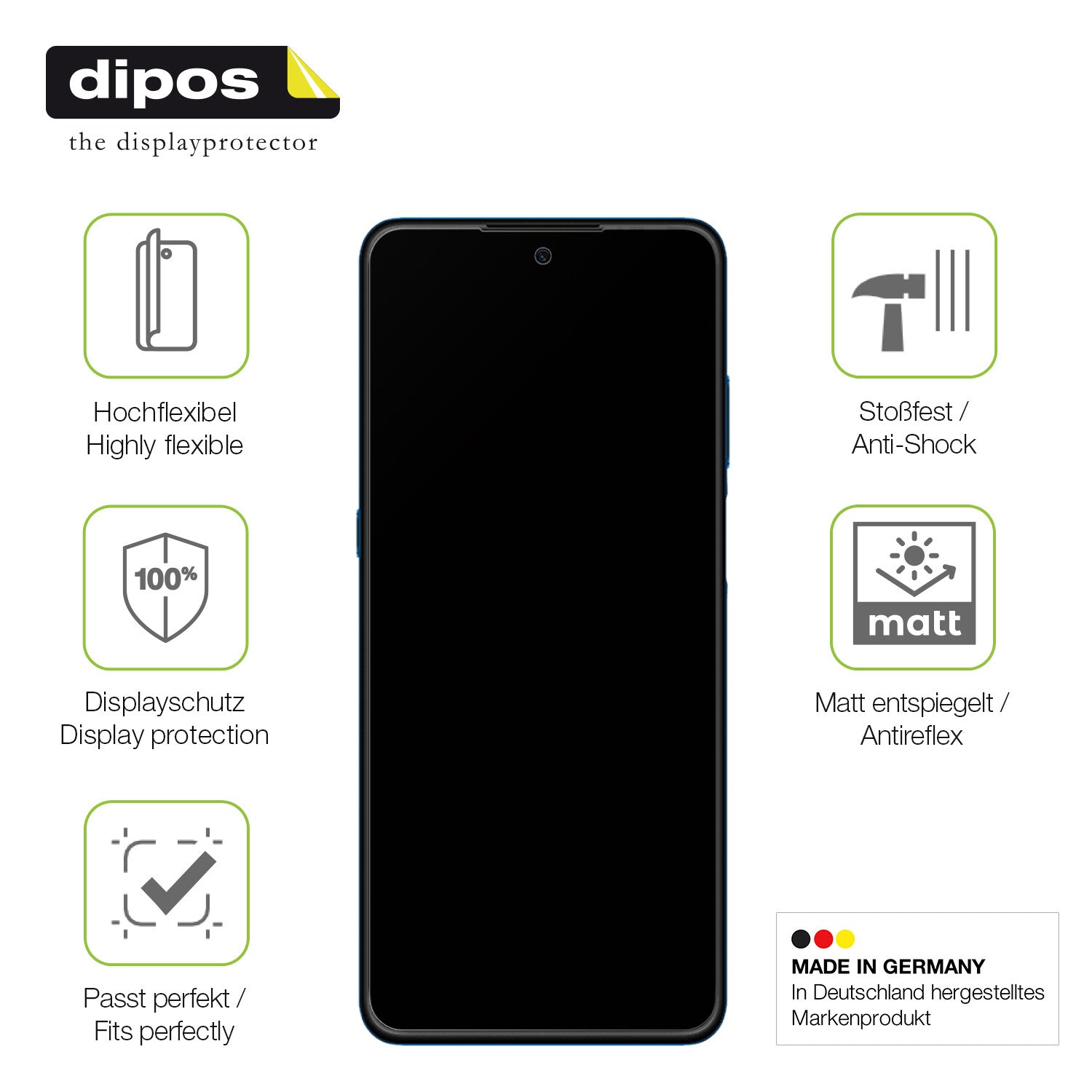 Displayschutz hergestellt in Deutschland, höchste Qualität made in Germany