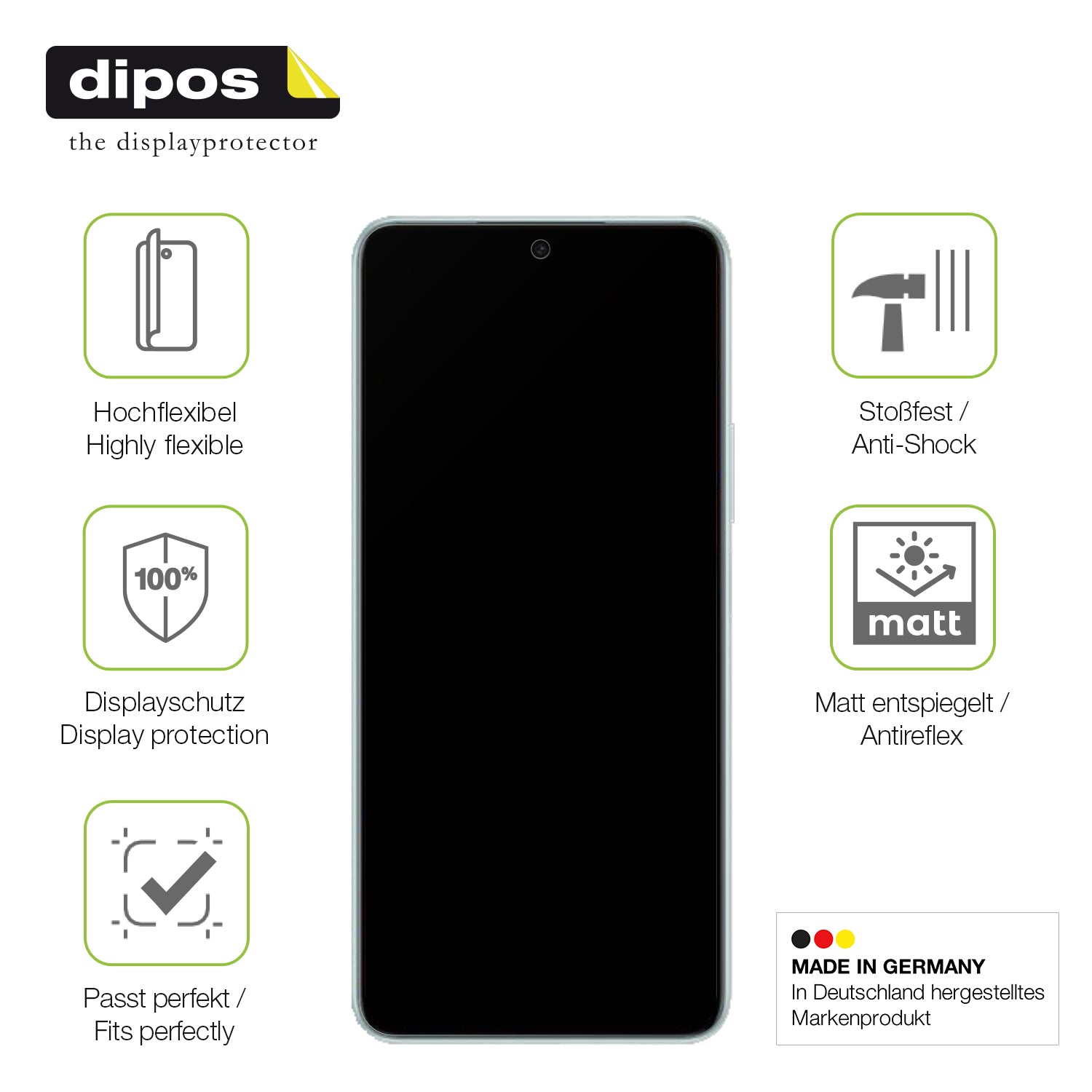 Displayschutz hergestellt in Deutschland, höchste Qualität made in Germany