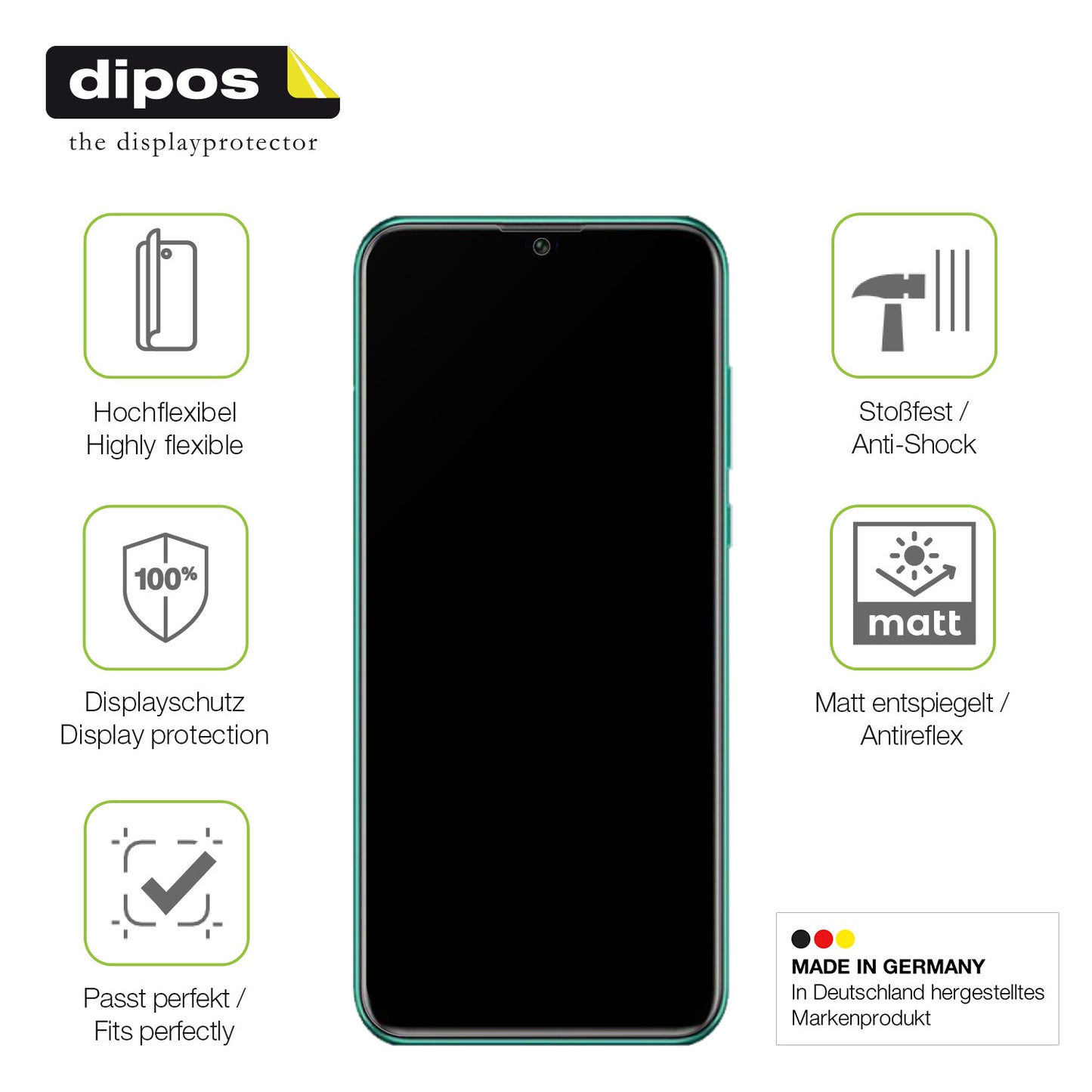 Displayschutz hergestellt in Deutschland, höchste Qualität made in Germany
