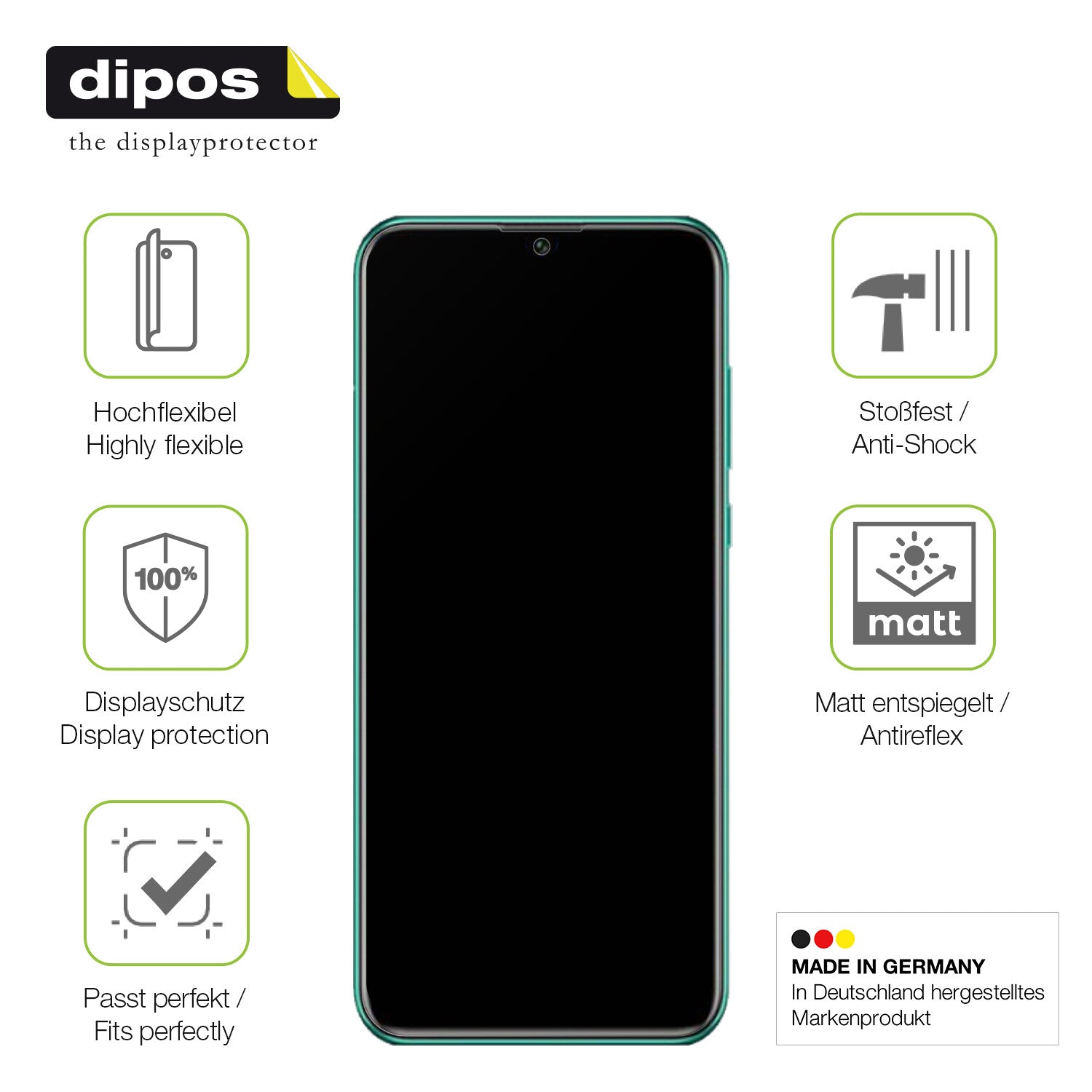 Displayschutz hergestellt in Deutschland, höchste Qualität made in Germany