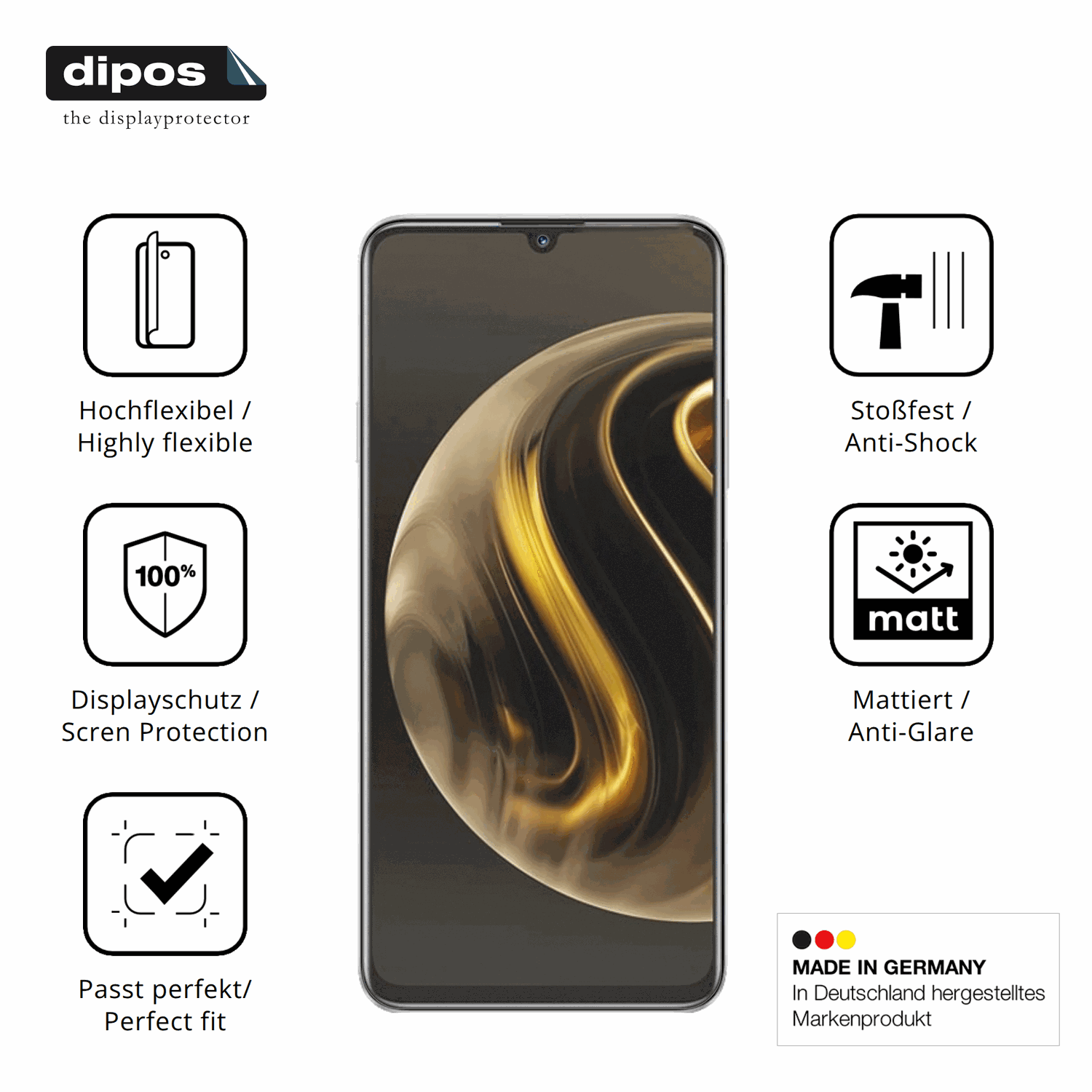 Displayschutz hergestellt in Deutschland, höchste Qualität made in Germany