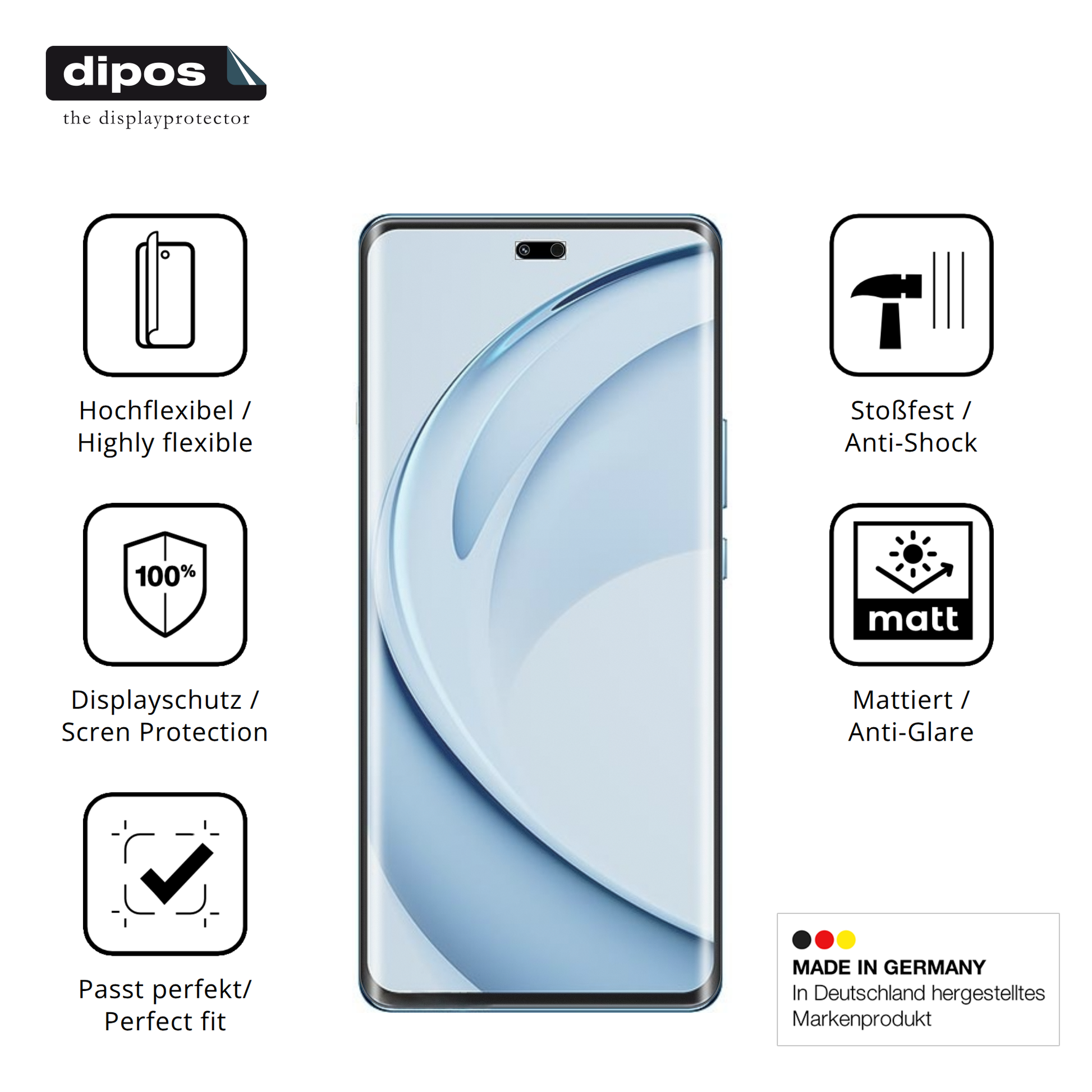 Displayschutz hergestellt in Deutschland, höchste Qualität made in Germany