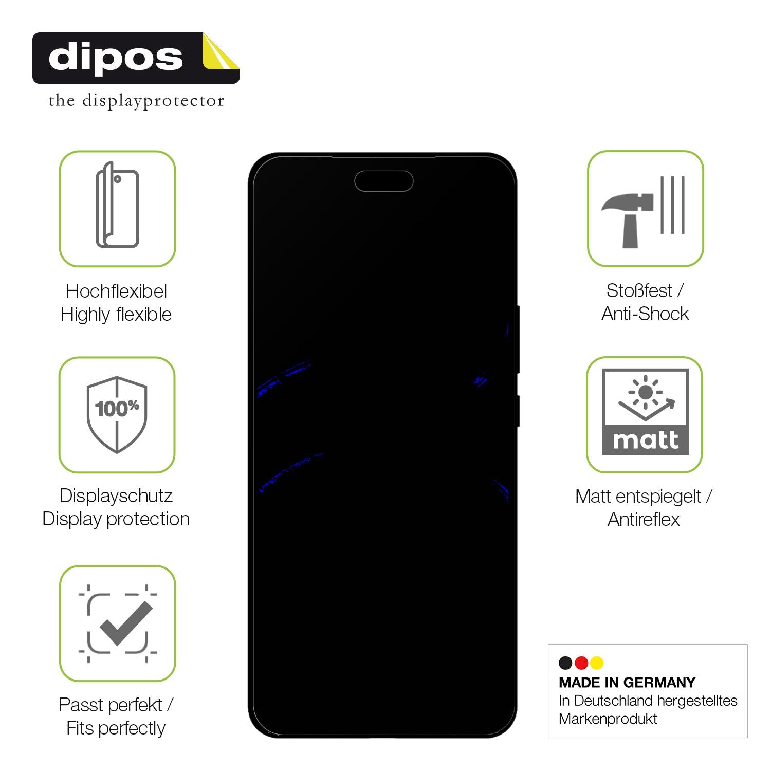 Displayschutz hergestellt in Deutschland, höchste Qualität made in Germany
