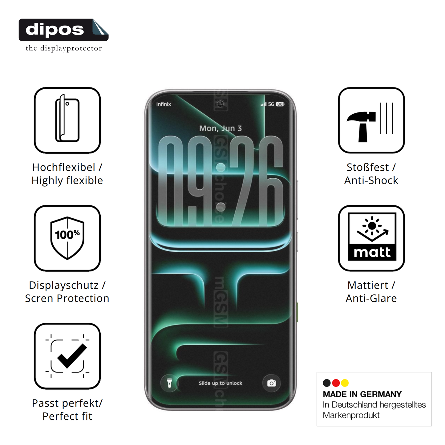 Displayschutz hergestellt in Deutschland, höchste Qualität made in Germany