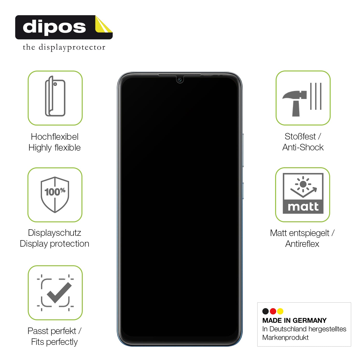 Displayschutz hergestellt in Deutschland, höchste Qualität made in Germany