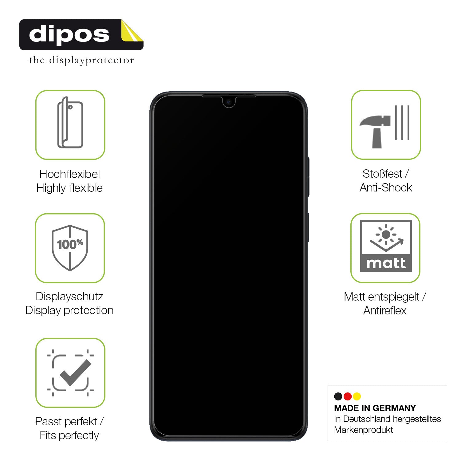 Displayschutz hergestellt in Deutschland, höchste Qualität made in Germany