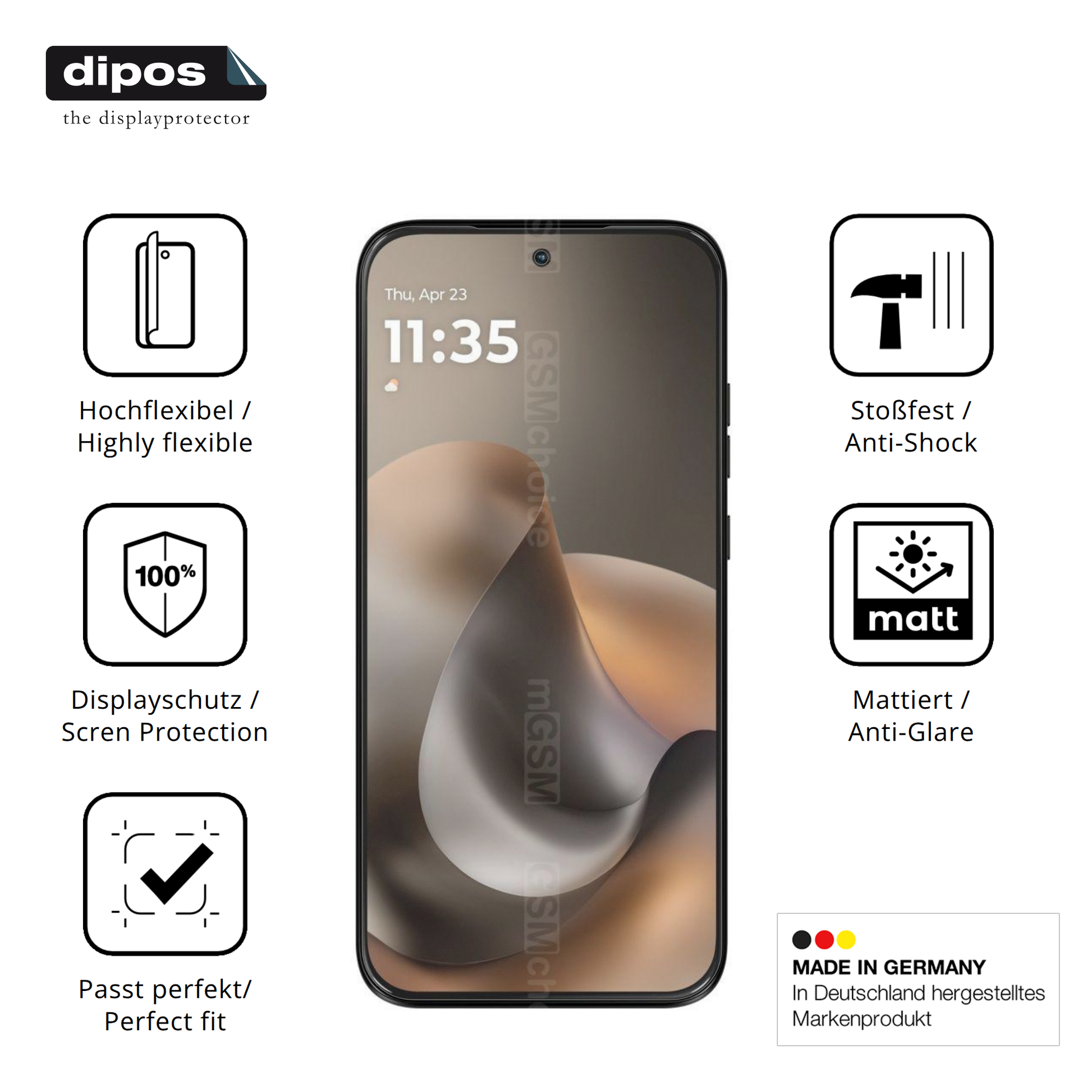 Displayschutz hergestellt in Deutschland, höchste Qualität made in Germany