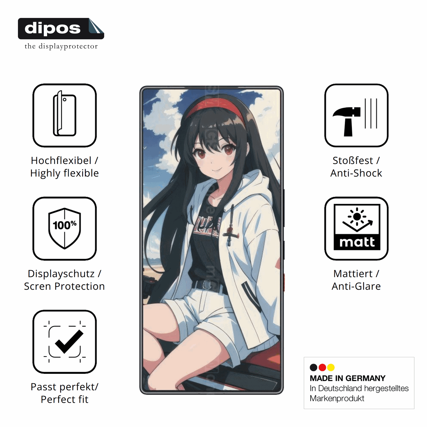 Displayschutz hergestellt in Deutschland, höchste Qualität made in Germany