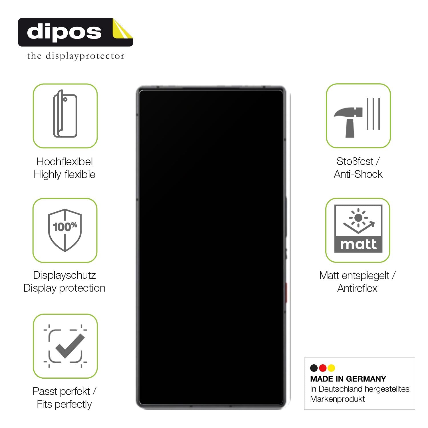 Displayschutz hergestellt in Deutschland, höchste Qualität made in Germany