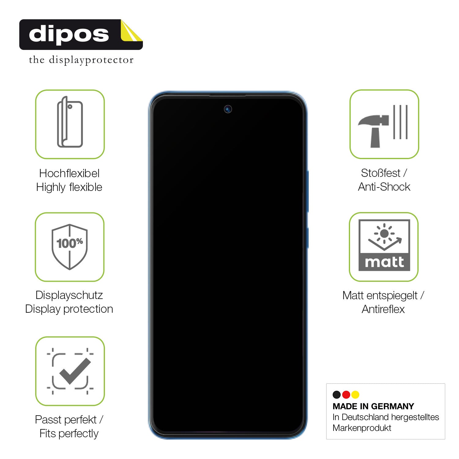 Displayschutz hergestellt in Deutschland, höchste Qualität made in Germany