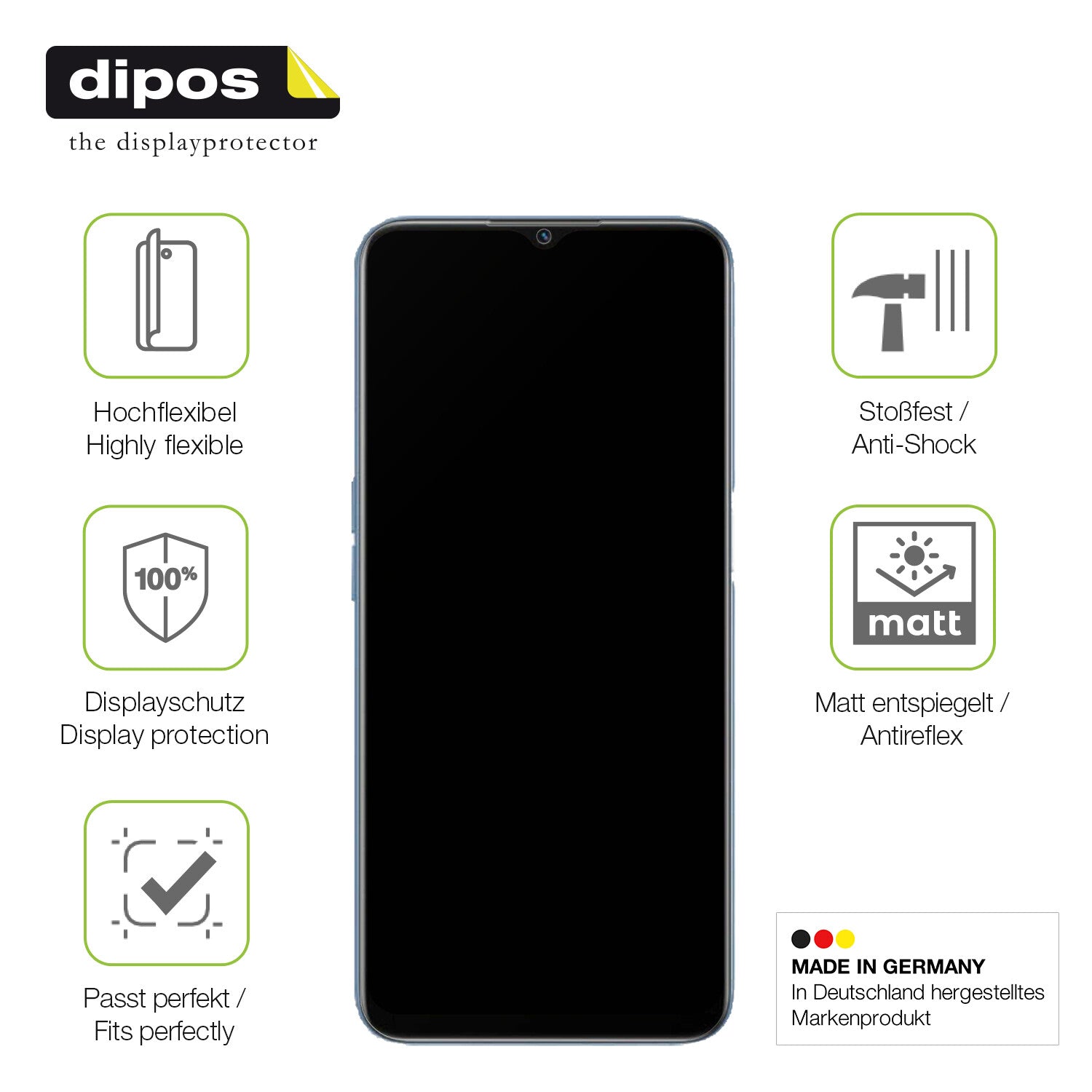 Displayschutz hergestellt in Deutschland, höchste Qualität made in Germany