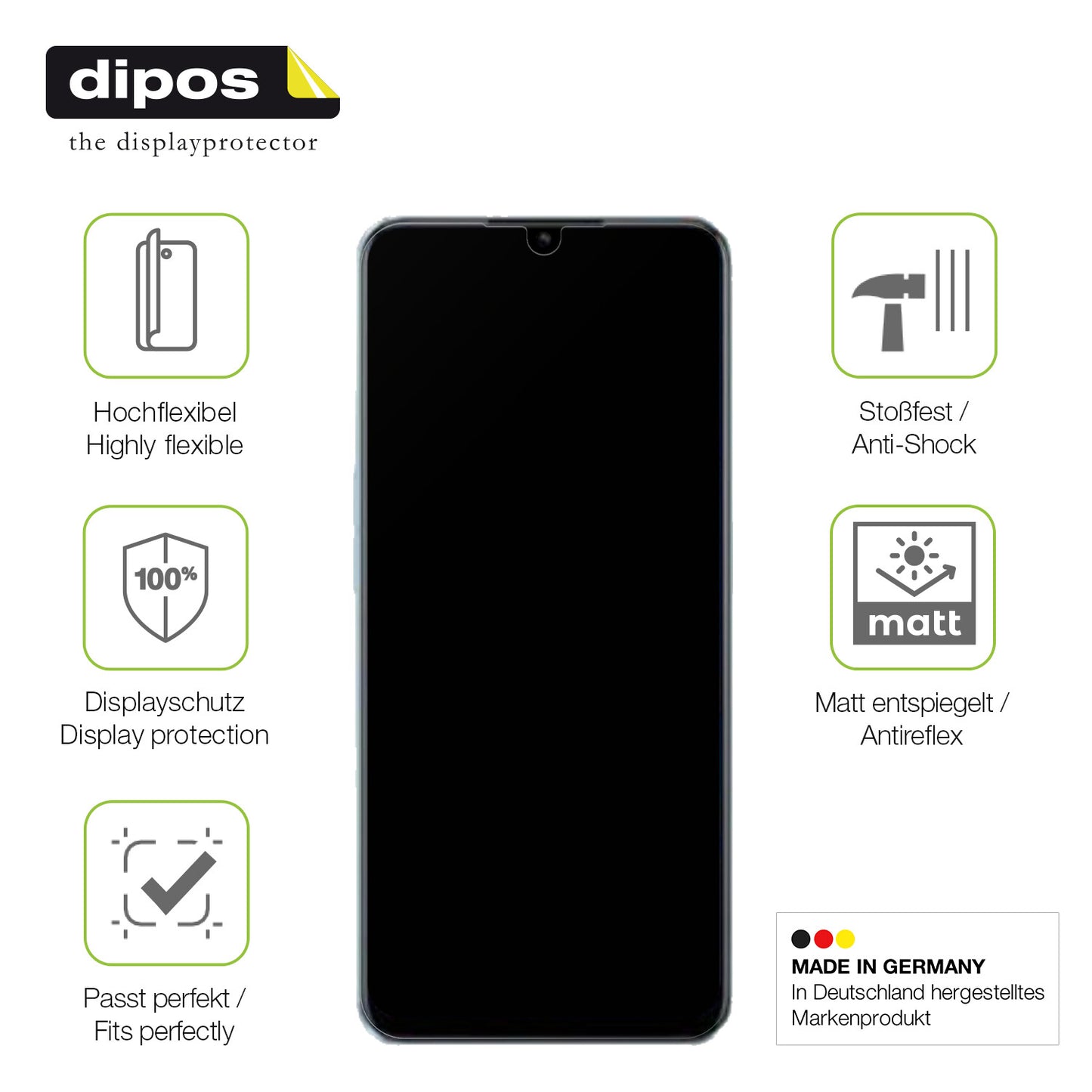 Displayschutz hergestellt in Deutschland, höchste Qualität made in Germany