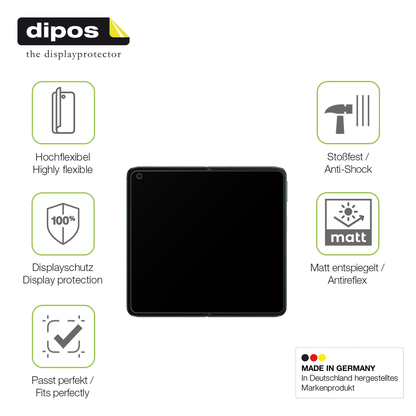 Displayschutz hergestellt in Deutschland, höchste Qualität made in Germany