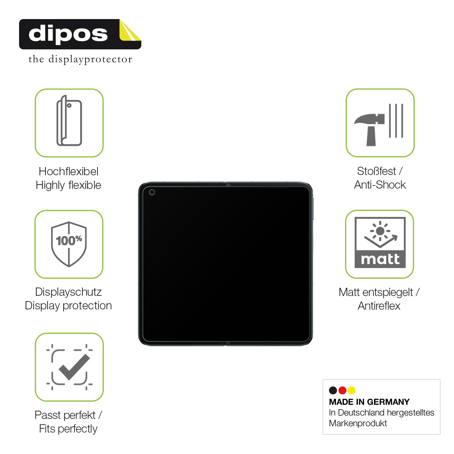Displayschutz hergestellt in Deutschland, höchste Qualität made in Germany