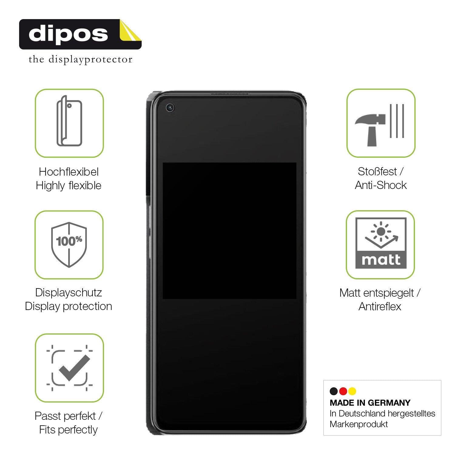 Displayschutz hergestellt in Deutschland, höchste Qualität made in Germany