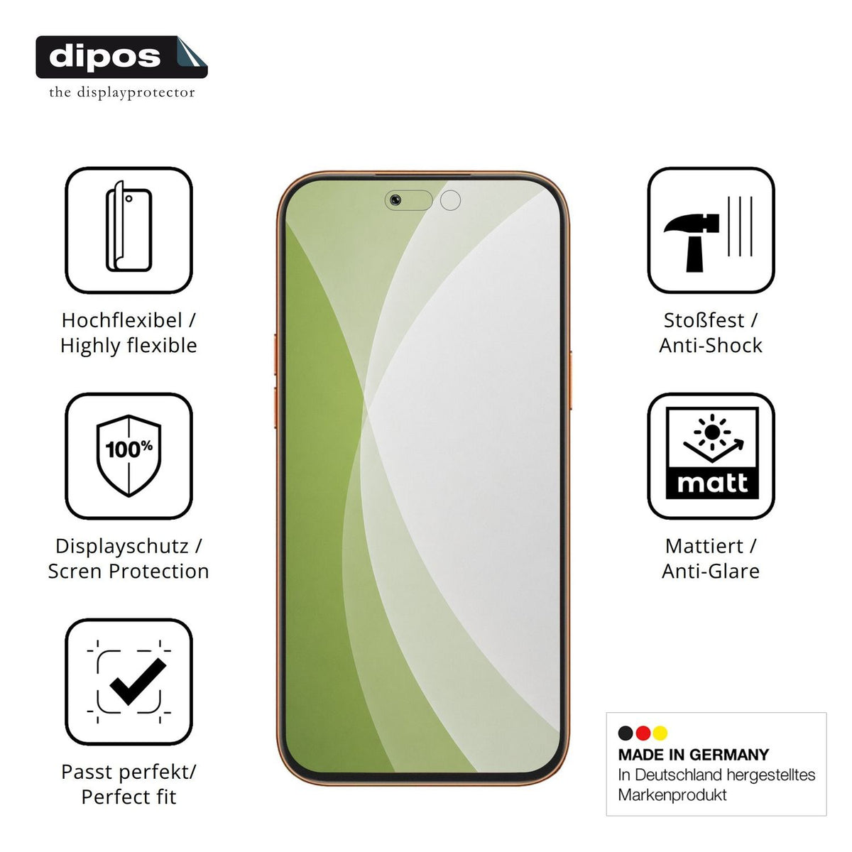 Displayschutz hergestellt in Deutschland, höchste Qualität made in Germany