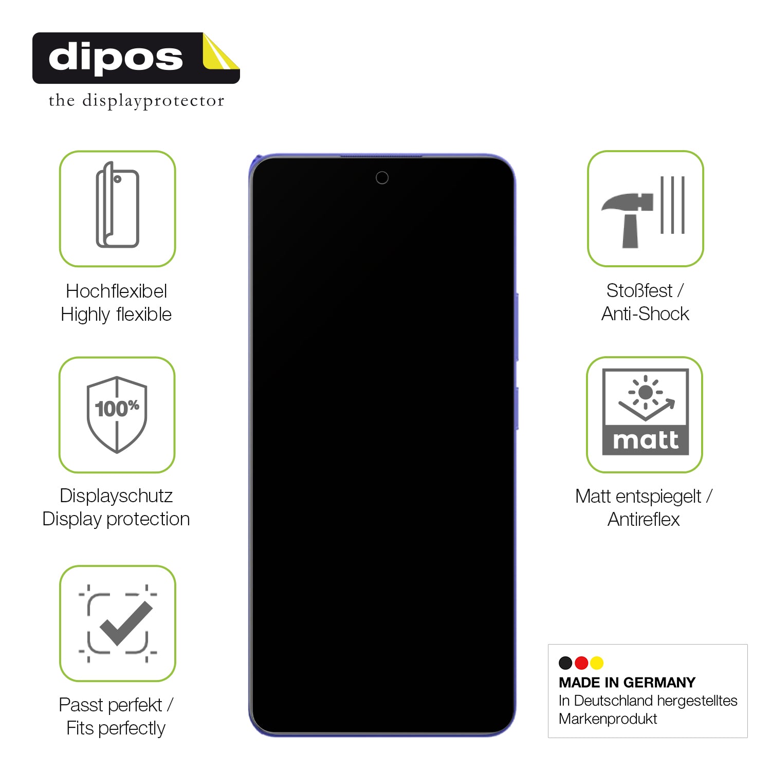 Displayschutz hergestellt in Deutschland, höchste Qualität made in Germany