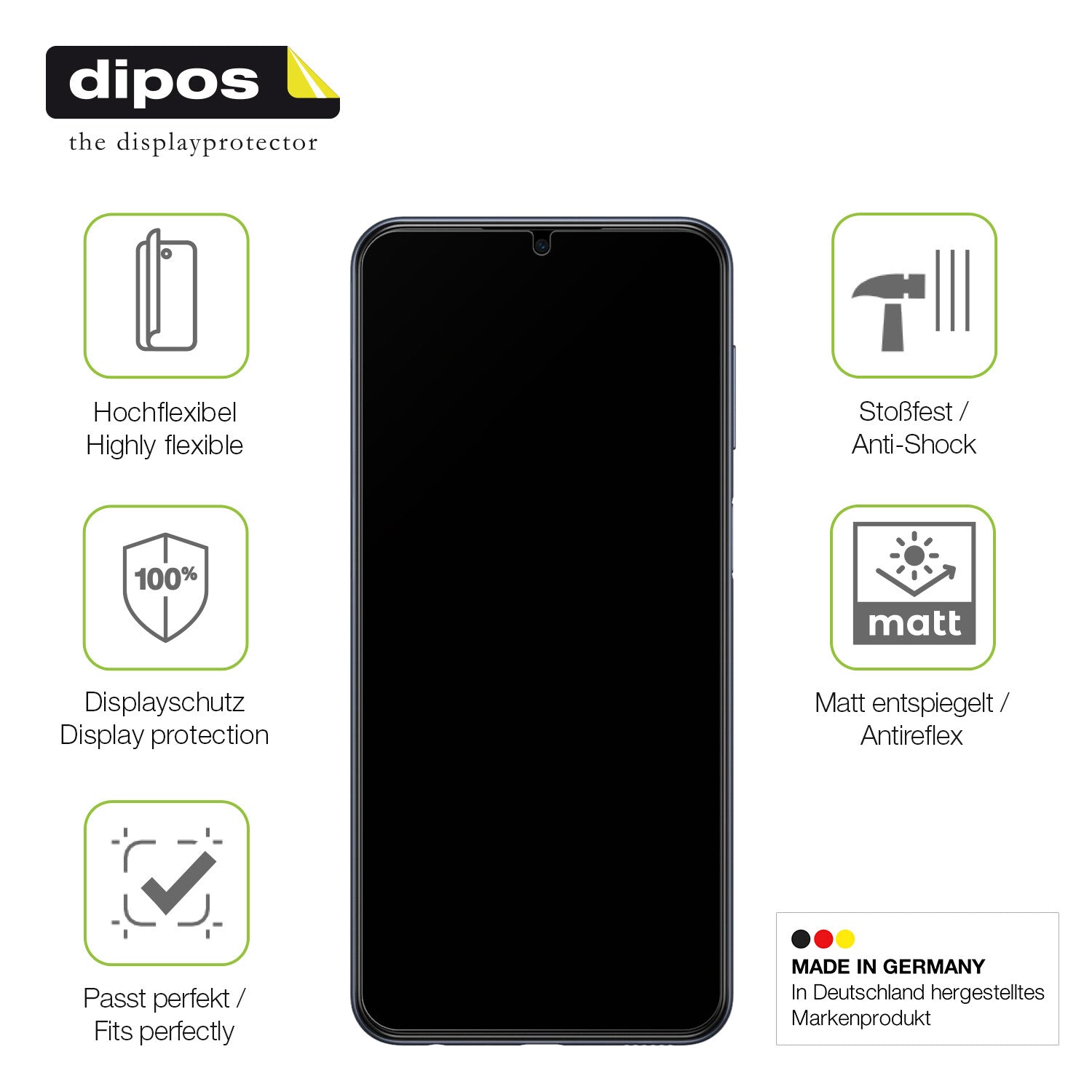 Displayschutz hergestellt in Deutschland, höchste Qualität made in Germany