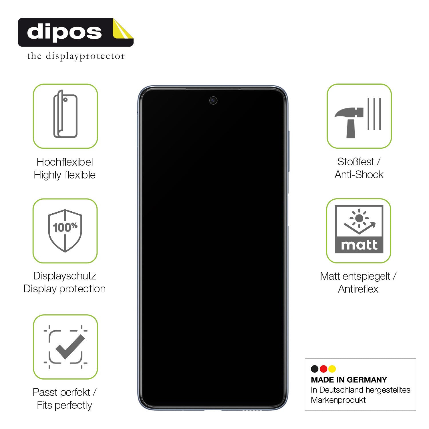 Displayschutz hergestellt in Deutschland, höchste Qualität made in Germany