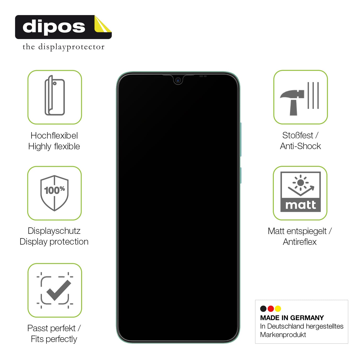 Displayschutz hergestellt in Deutschland, höchste Qualität made in Germany