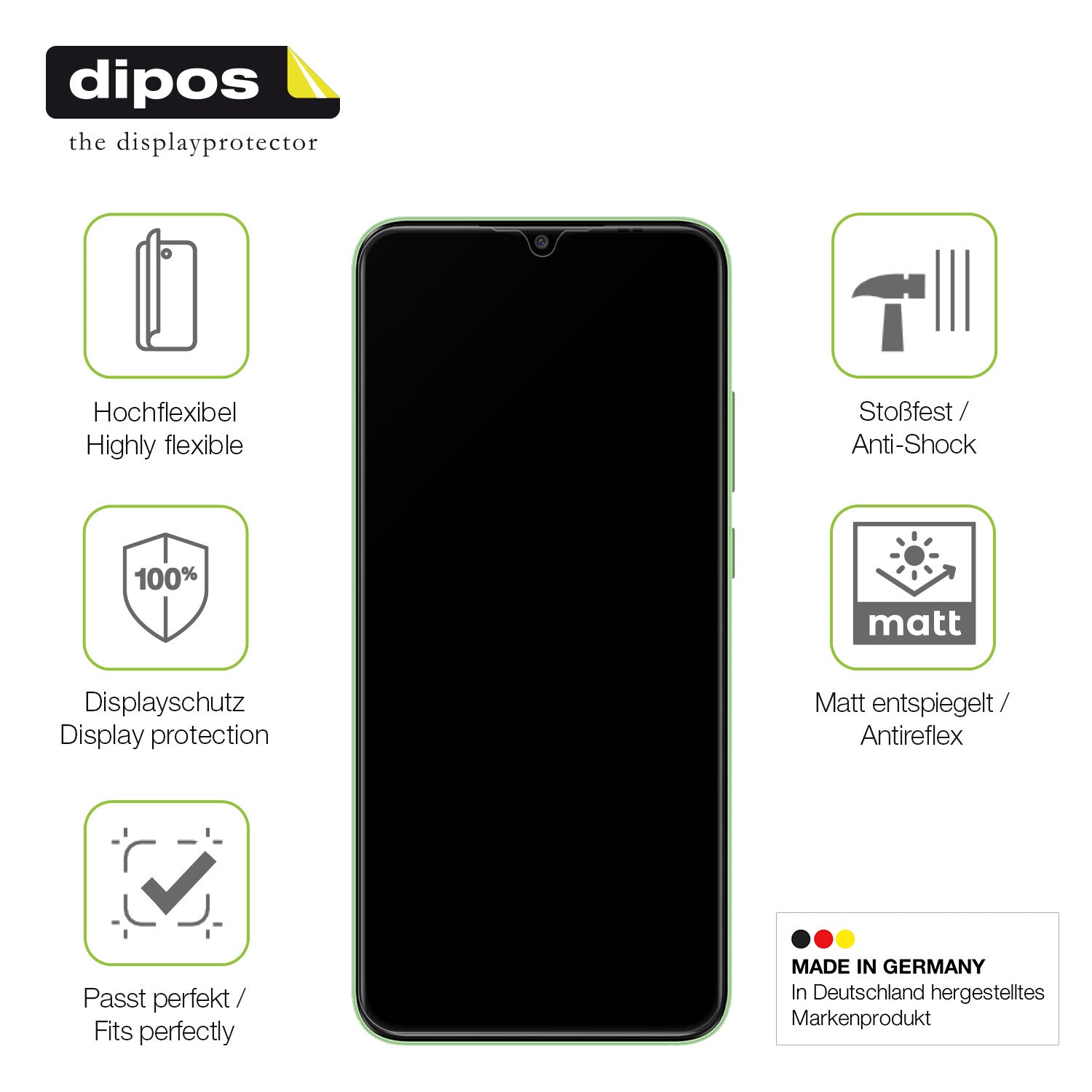Displayschutz hergestellt in Deutschland, höchste Qualität made in Germany