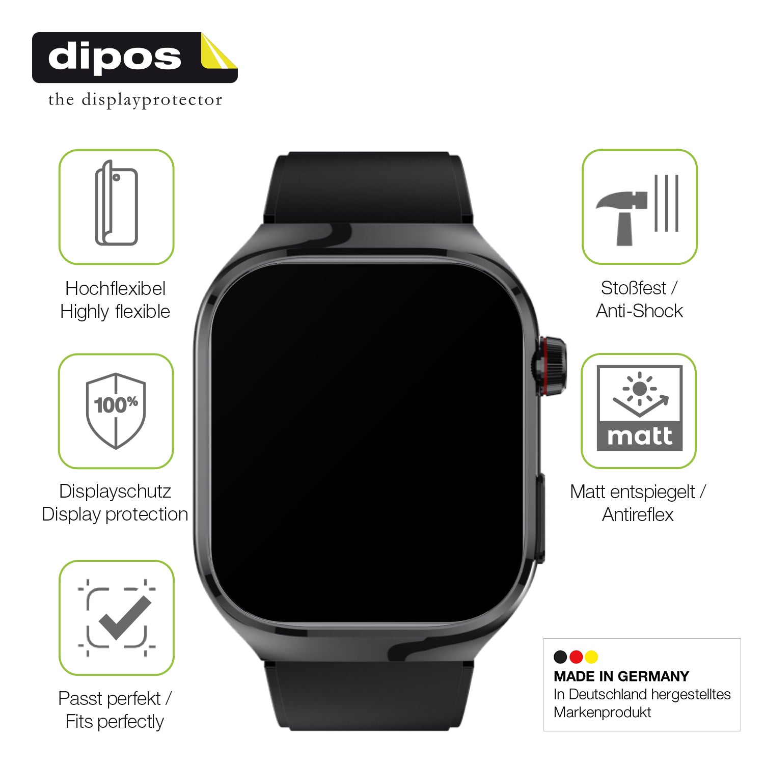 Displayschutz hergestellt in Deutschland, höchste Qualität made in Germany