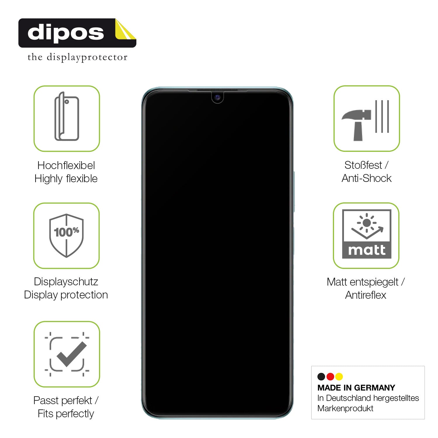 Displayschutz hergestellt in Deutschland, höchste Qualität made in Germany