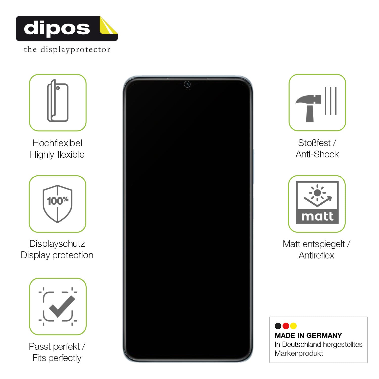 Displayschutz hergestellt in Deutschland, höchste Qualität made in Germany