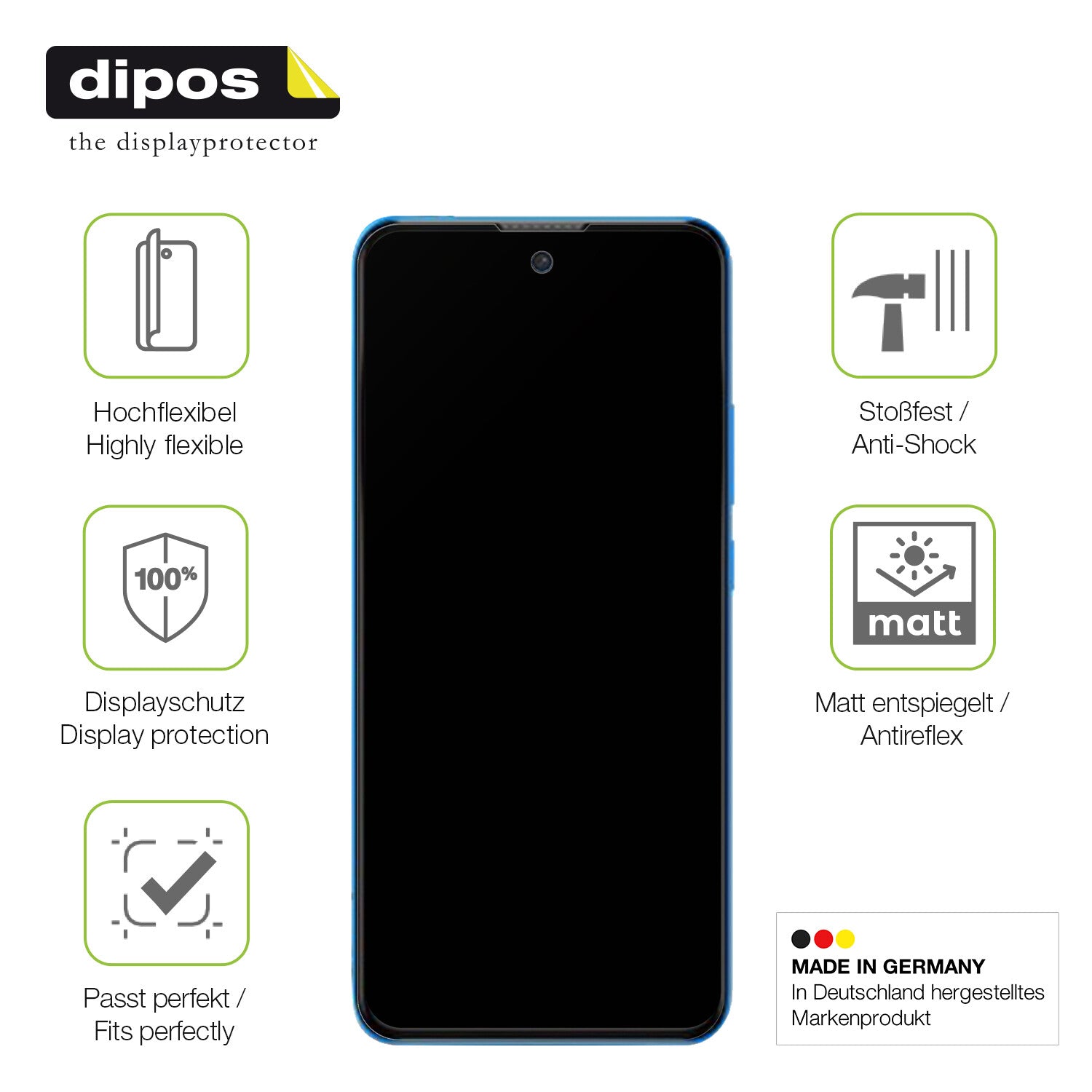 Displayschutz hergestellt in Deutschland, höchste Qualität made in Germany