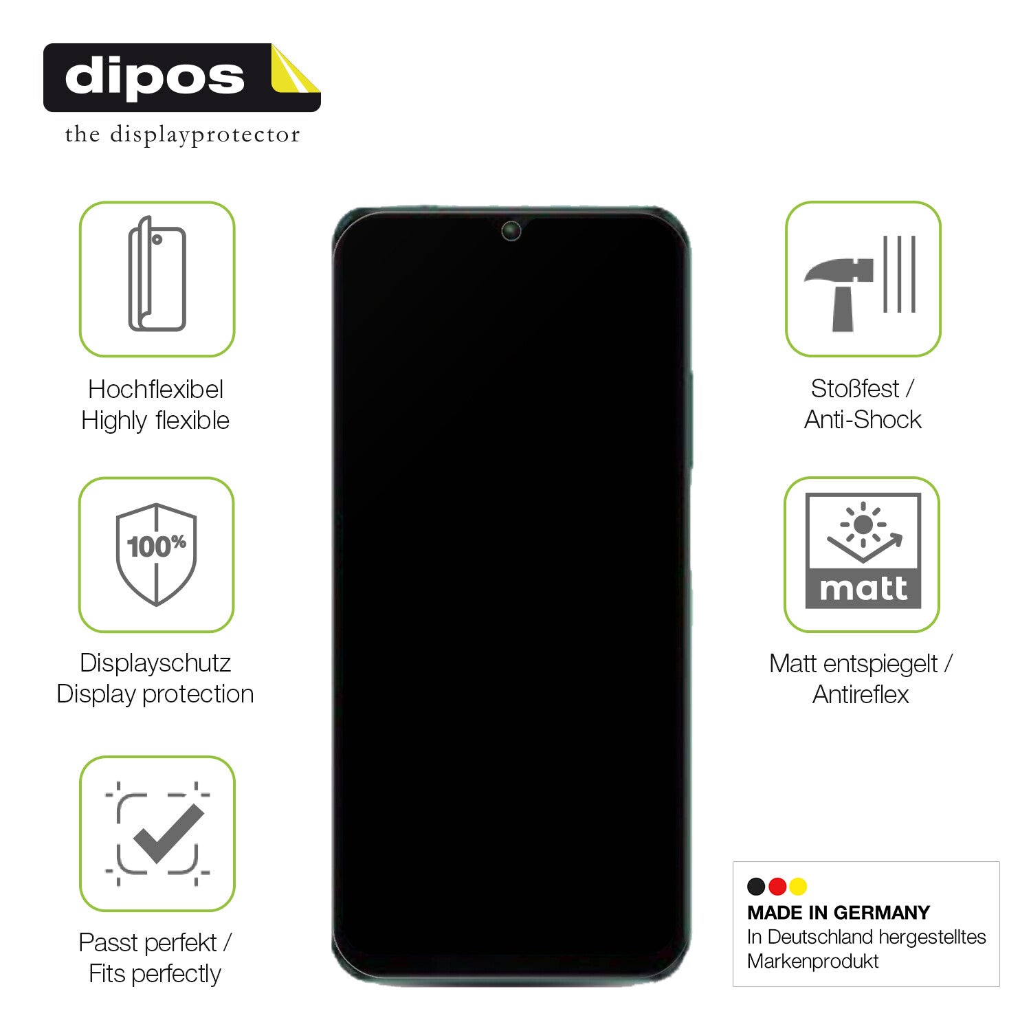 Displayschutz hergestellt in Deutschland, höchste Qualität made in Germany