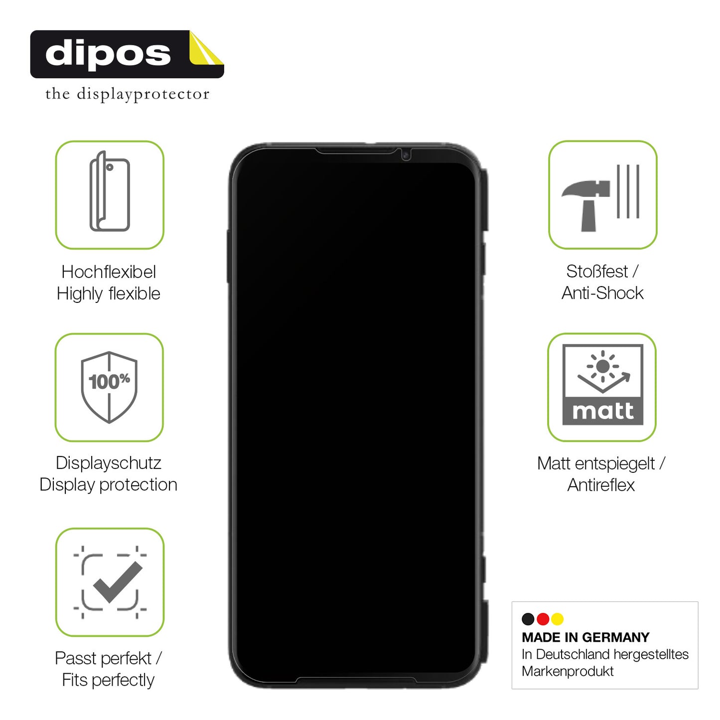 Displayschutz hergestellt in Deutschland, höchste Qualität made in Germany