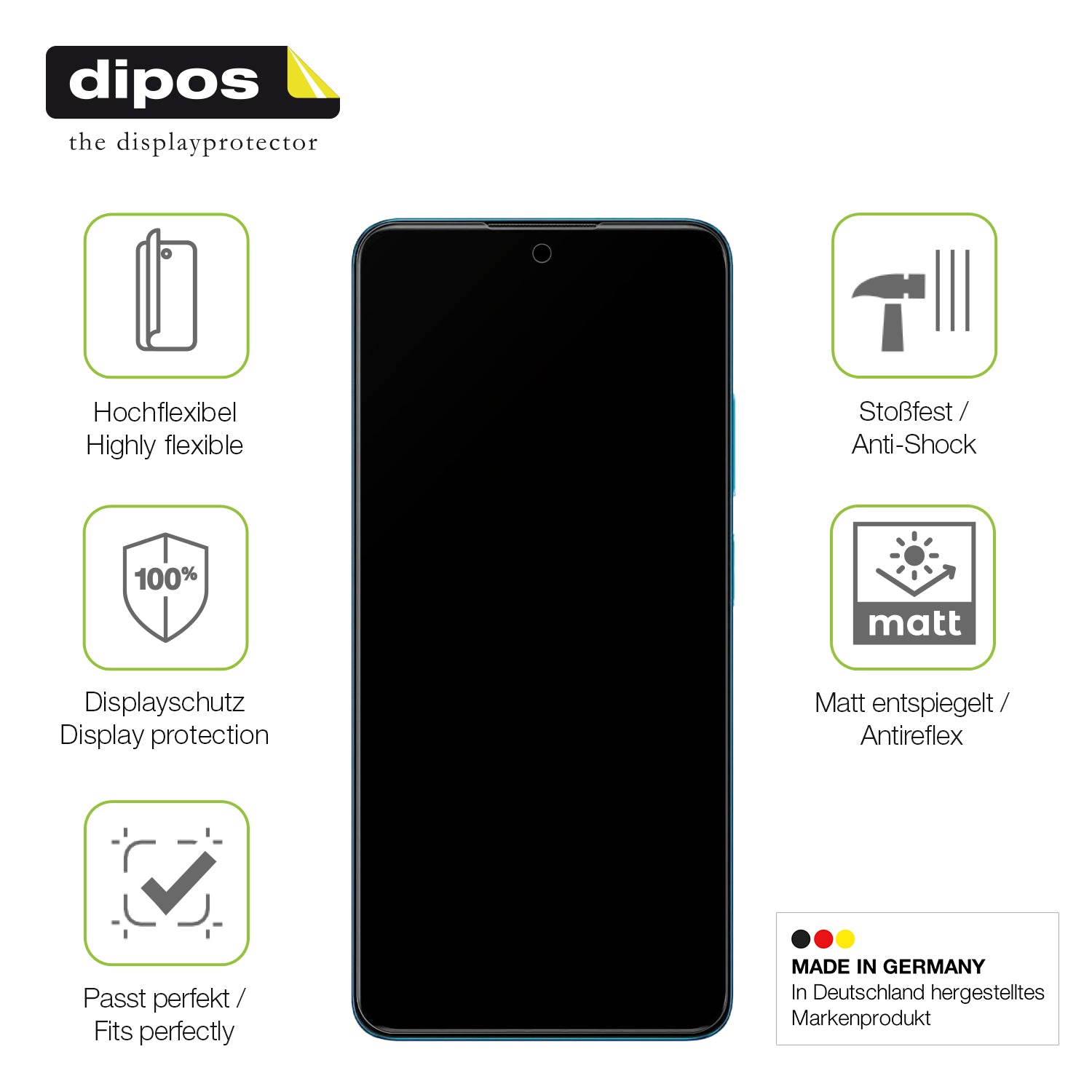 Displayschutz hergestellt in Deutschland, höchste Qualität made in Germany