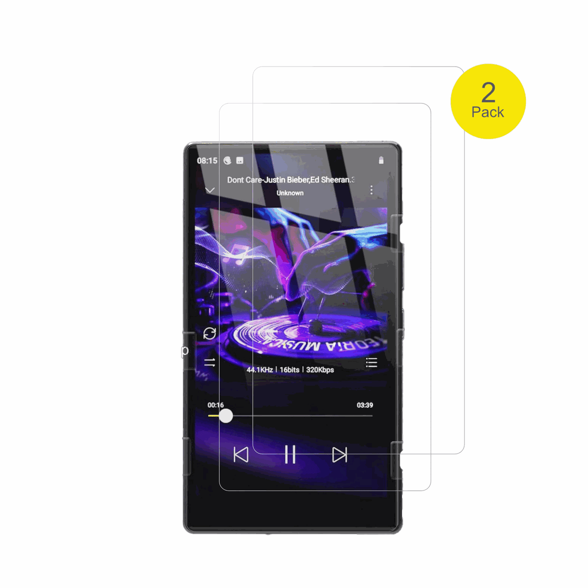 AHENODG15 MP3-Player mit aufgebrachter dipos Displayschutzfolie, glasklare Darstellung ohne Einschränkungen