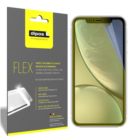 AppleiPhone XR mit aufgebrachter dipos Displayschutzfolie, glasklare Darstellung ohne Einschränkungen