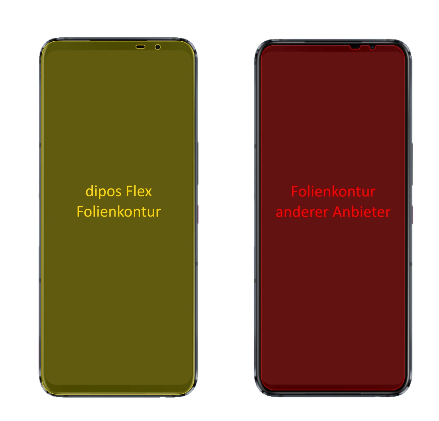 AsusROG Phone 5s Pro mit aufgebrachter dipos Displayschutzfolie, glasklare Darstellung ohne Einschränkungen