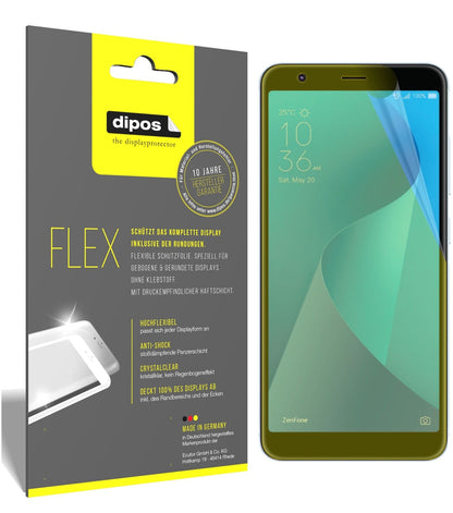 AsusZenFone Max Plus M1 (ZB570TL) mit aufgebrachter dipos Displayschutzfolie, glasklare Darstellung ohne Einschränkungen
