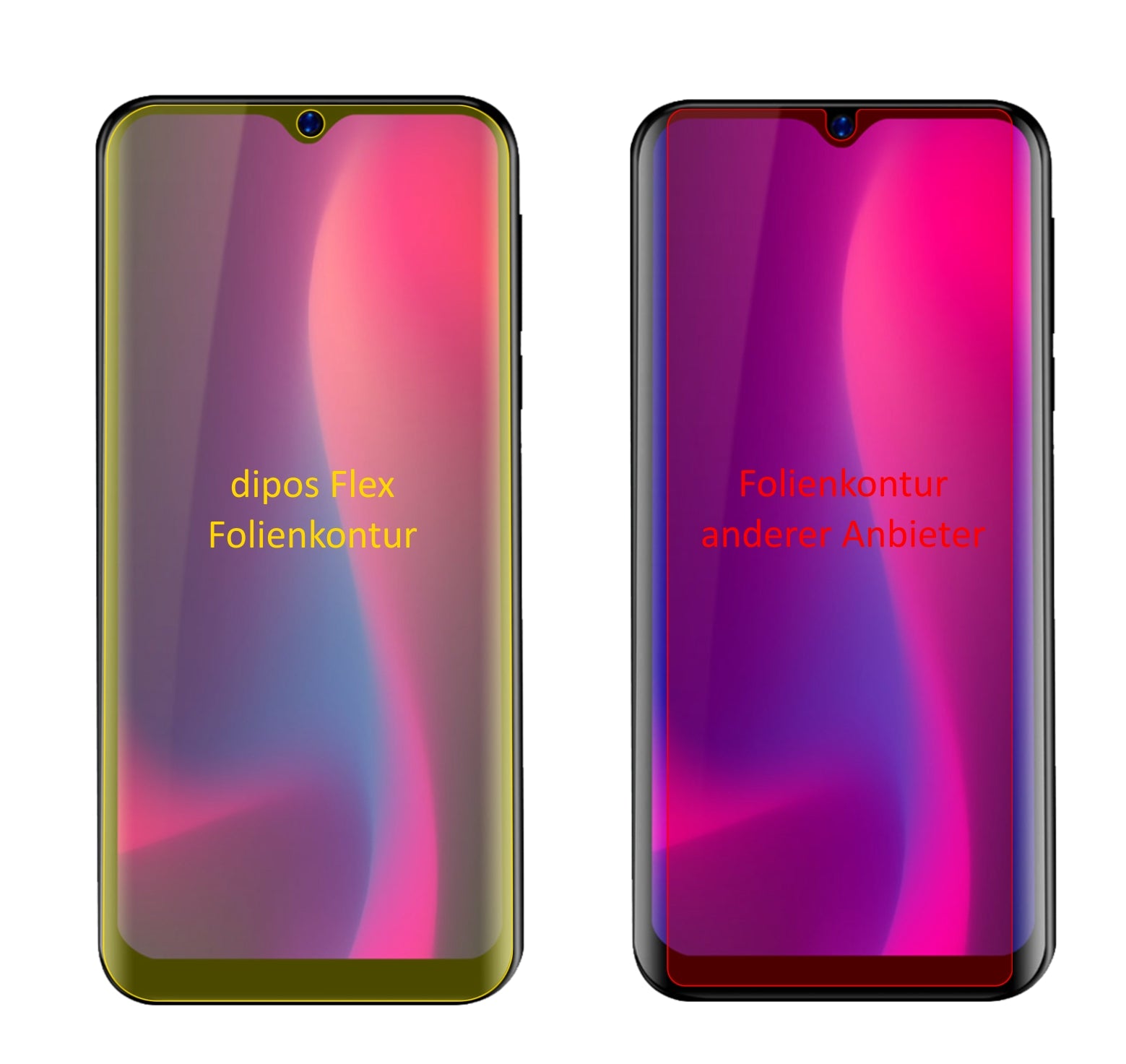 BlackviewA60 Pro (2019) mit aufgebrachter dipos Displayschutzfolie, glasklare Darstellung ohne Einschränkungen
