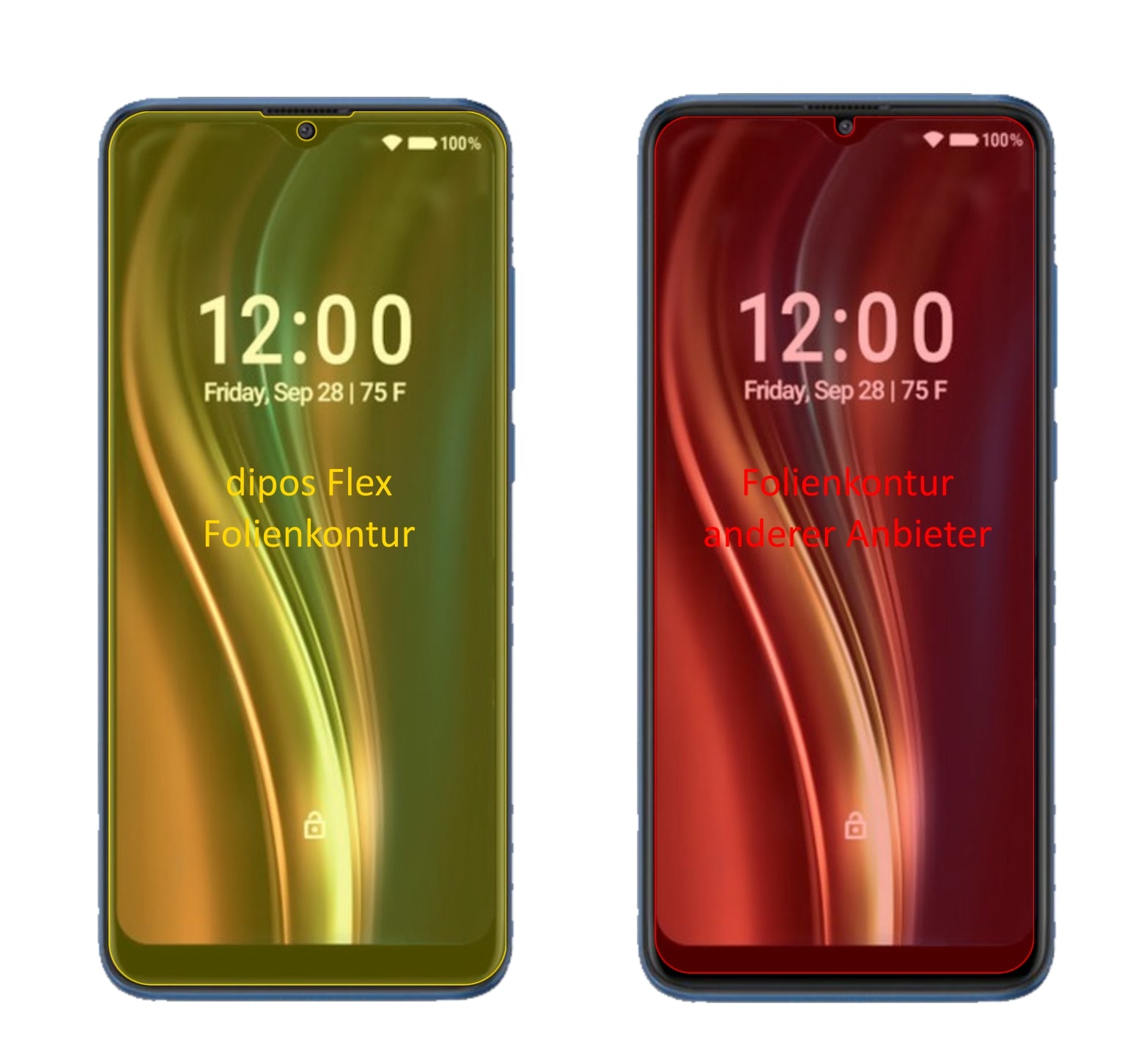 CoolpadLegacy 5G mit aufgebrachter dipos Displayschutzfolie, glasklare Darstellung ohne Einschränkungen
