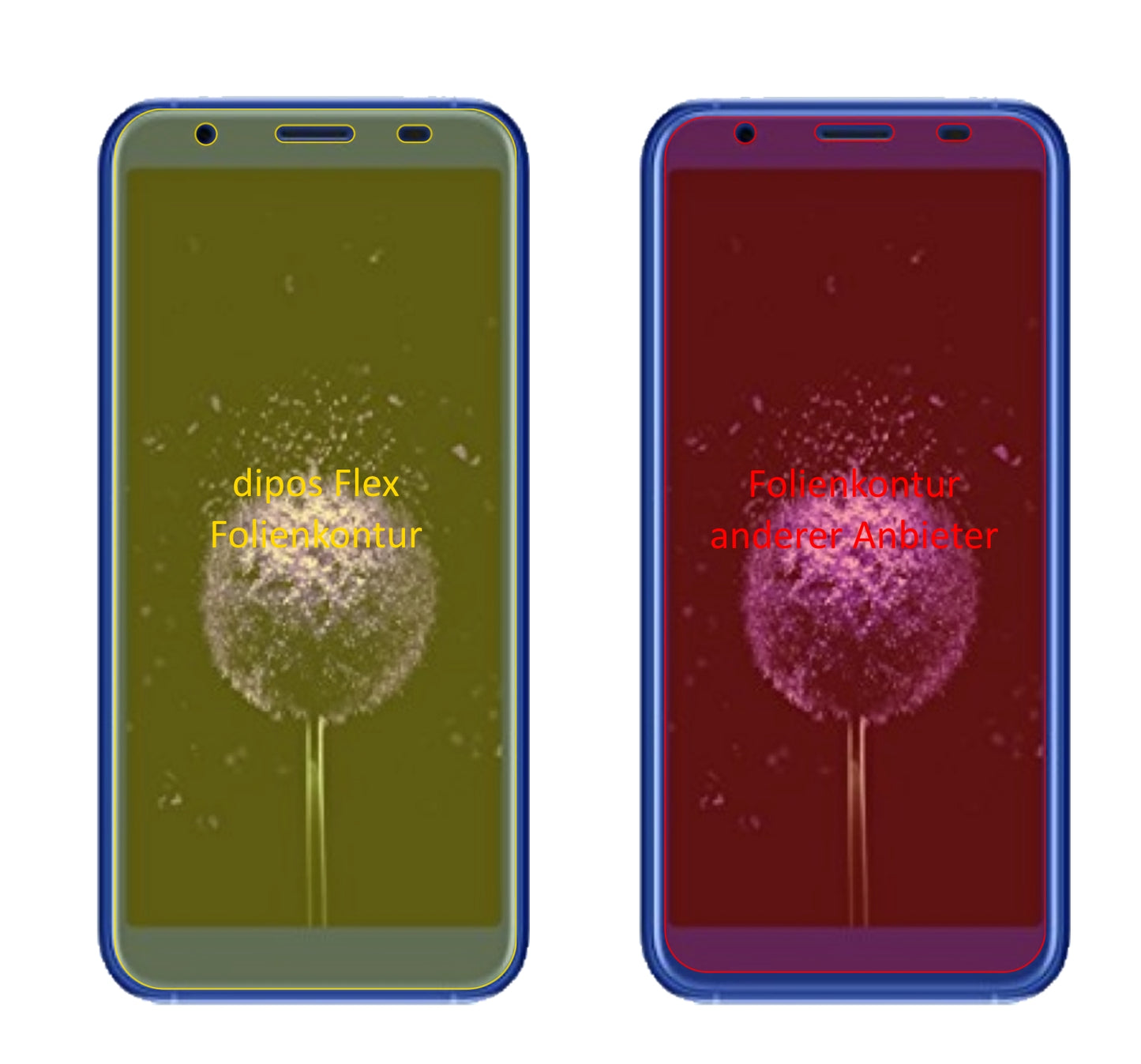 DoogeeX50L mit aufgebrachter dipos Displayschutzfolie, glasklare Darstellung ohne Einschränkungen