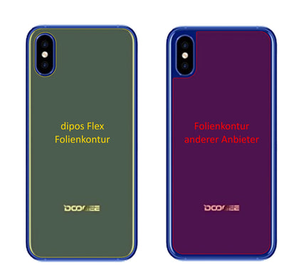 DoogeeX50L Rückseite mit aufgebrachter dipos Displayschutzfolie, glasklare Darstellung ohne Einschränkungen