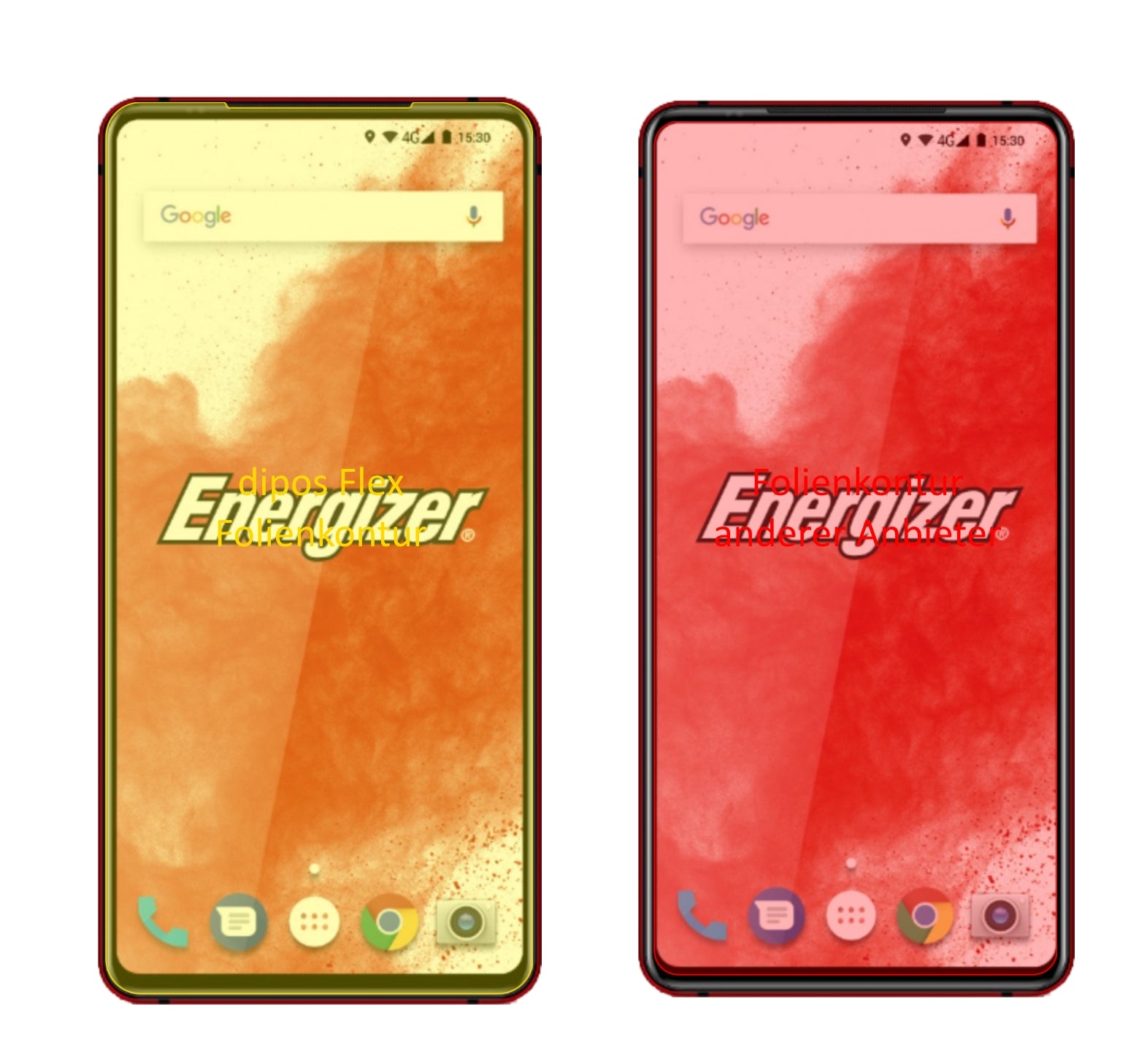 EnergizerPower Max P18K Pop mit aufgebrachter dipos Displayschutzfolie, glasklare Darstellung ohne Einschränkungen