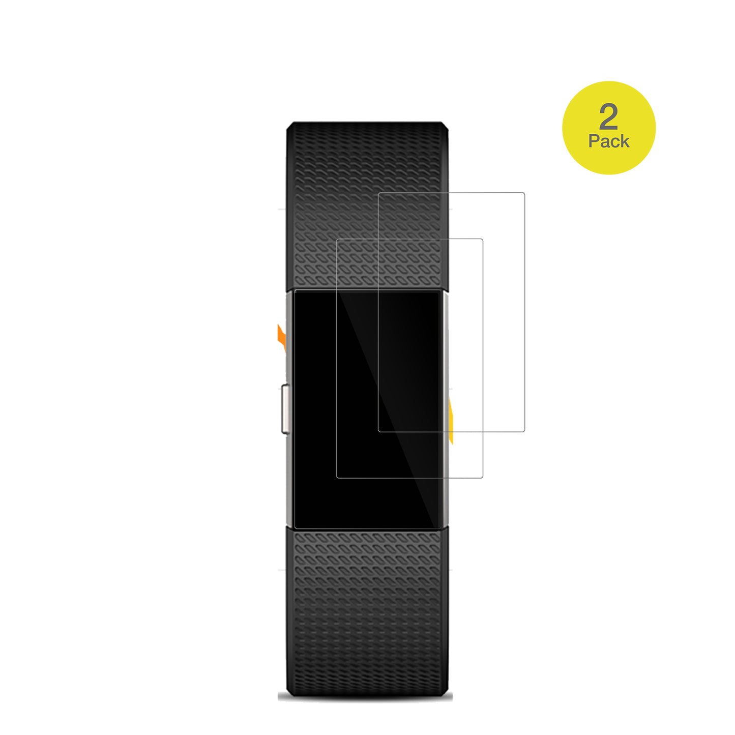FitbitCharge 2 mit aufgebrachter dipos Displayschutzfolie, glasklare Darstellung ohne Einschränkungen