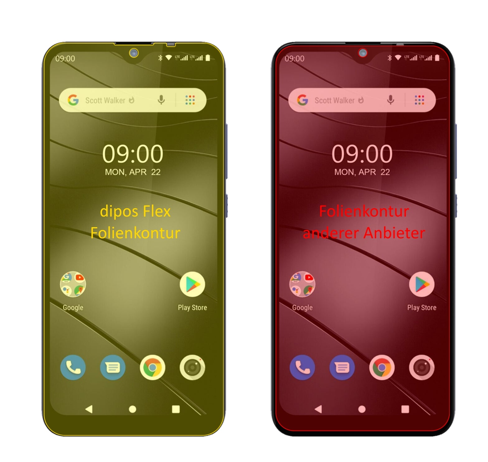 GigasetGS110 mit aufgebrachter dipos Displayschutzfolie, glasklare Darstellung ohne Einschränkungen