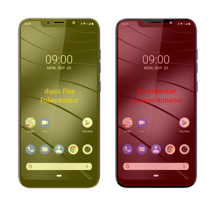 GigasetGS195 Pummelphone mit aufgebrachter dipos Displayschutzfolie, glasklare Darstellung ohne Einschränkungen
