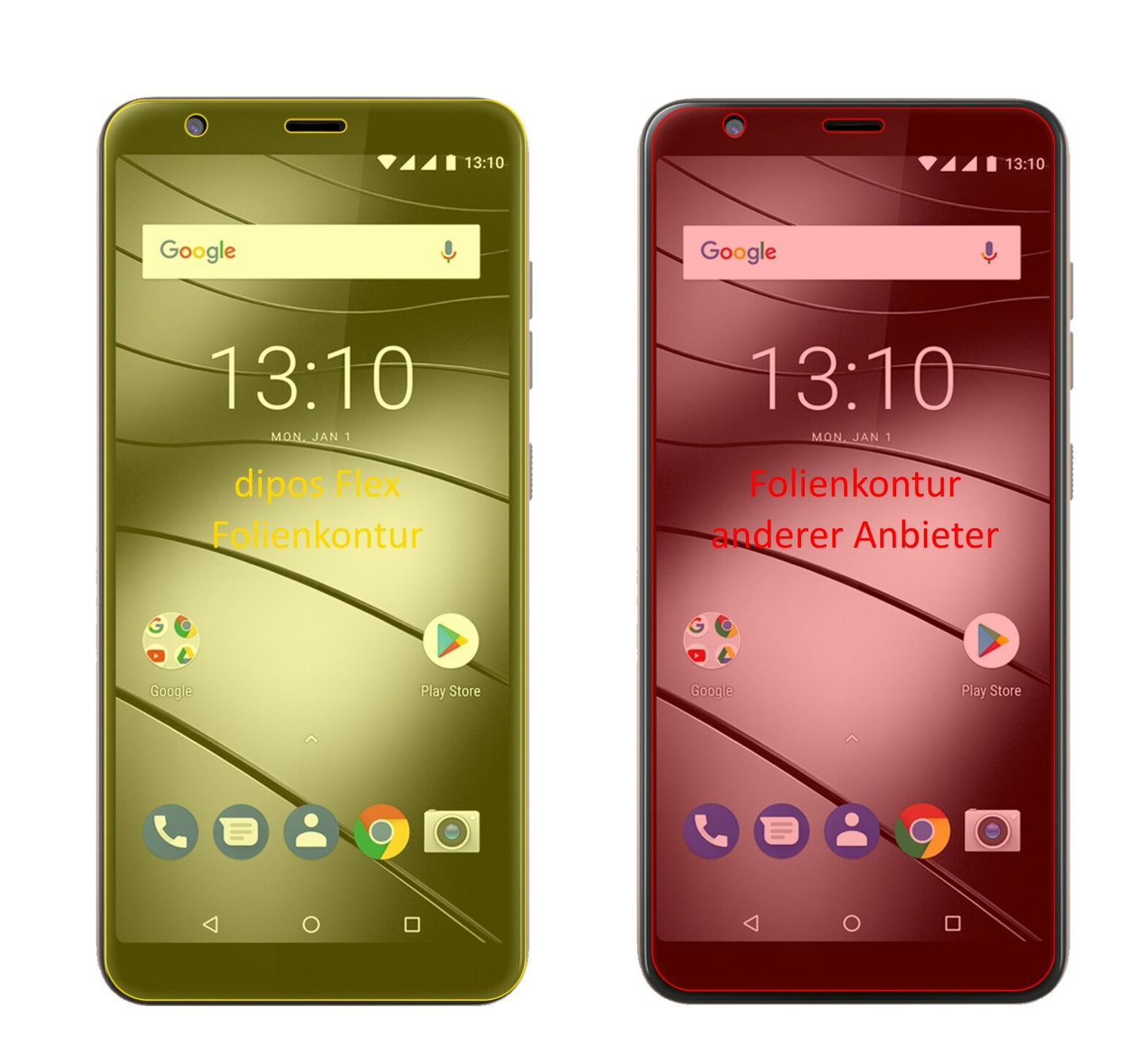 GigasetGS280 mit aufgebrachter dipos Displayschutzfolie, glasklare Darstellung ohne Einschränkungen