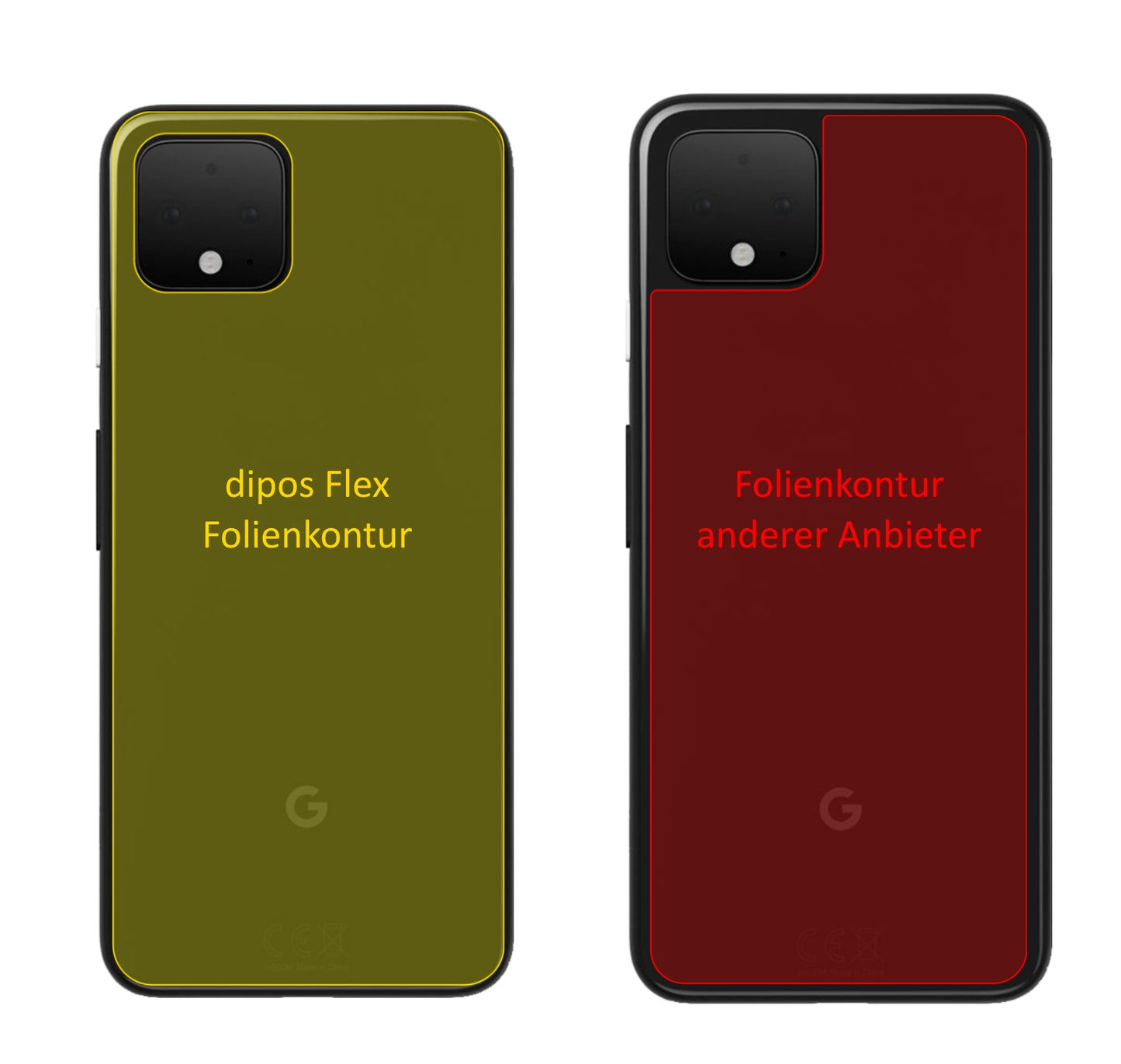 GooglePixel 4 XL Rückseite mit aufgebrachter dipos Displayschutzfolie, glasklare Darstellung ohne Einschränkungen