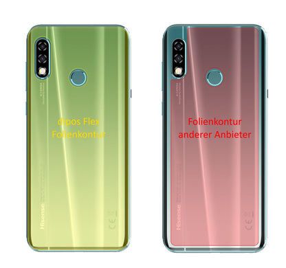 HisenseInfinity H30 Rückseite mit aufgebrachter dipos Displayschutzfolie, glasklare Darstellung ohne Einschränkungen