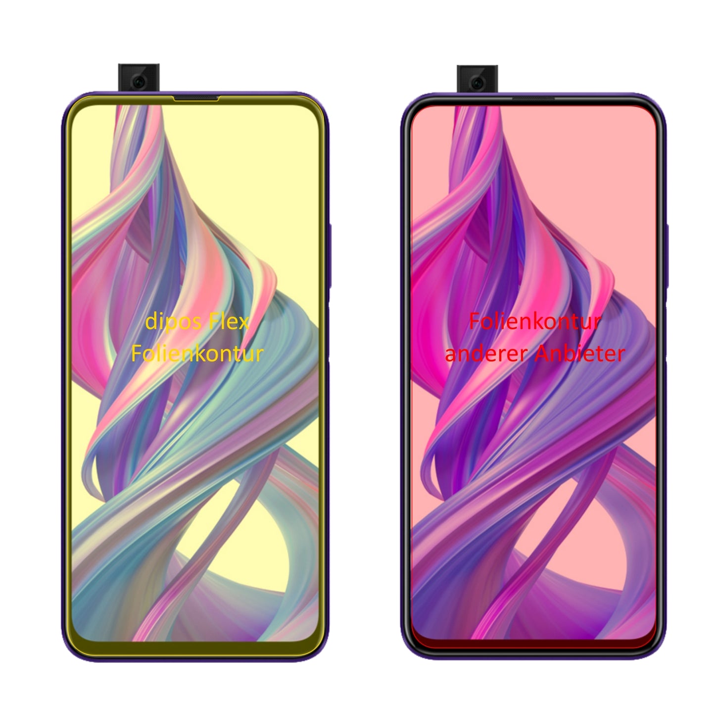 HuaweiY9s mit aufgebrachter dipos Displayschutzfolie, glasklare Darstellung ohne Einschränkungen