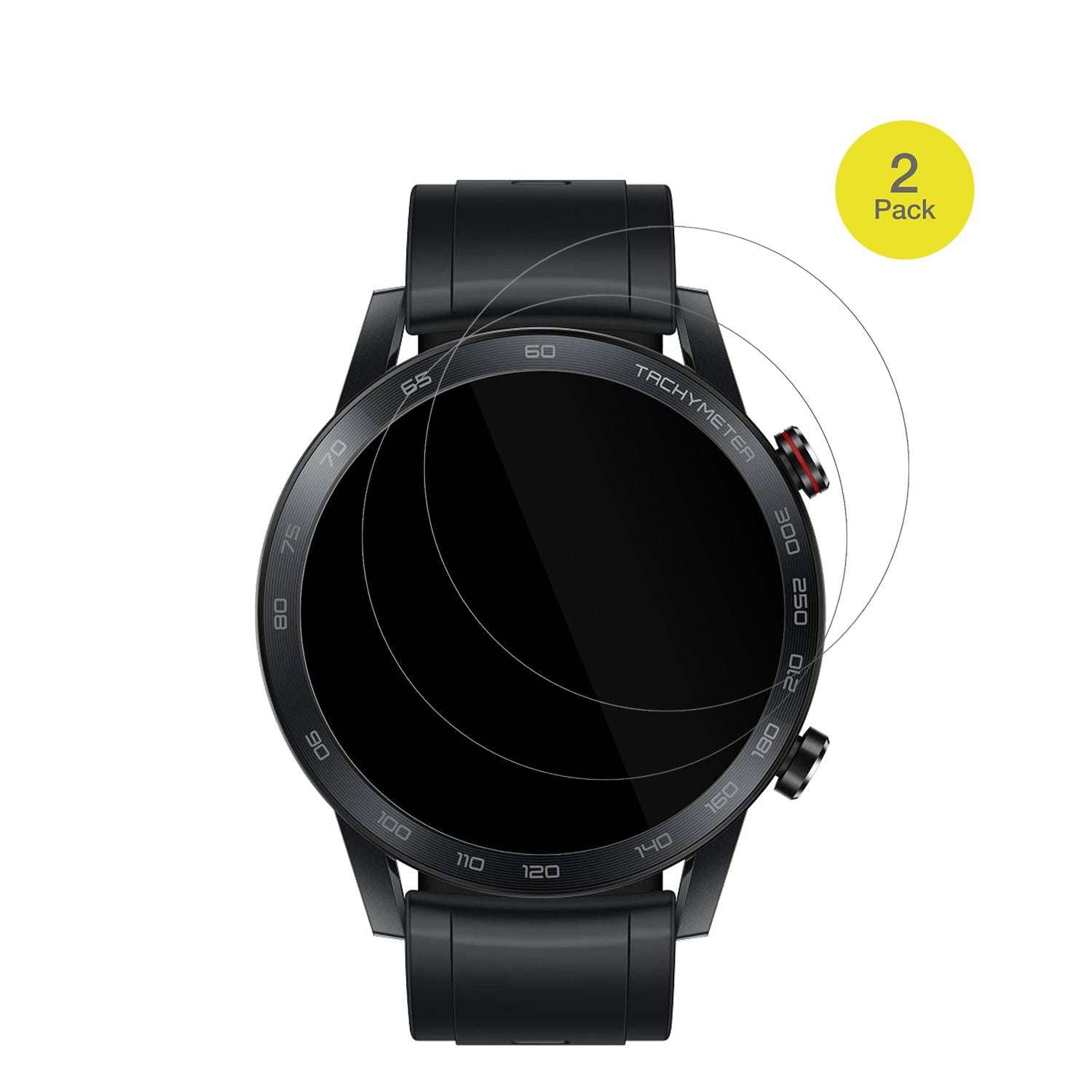HonorMagic Watch 2 46mm mit aufgebrachter dipos Displayschutzfolie, glasklare Darstellung ohne Einschränkungen