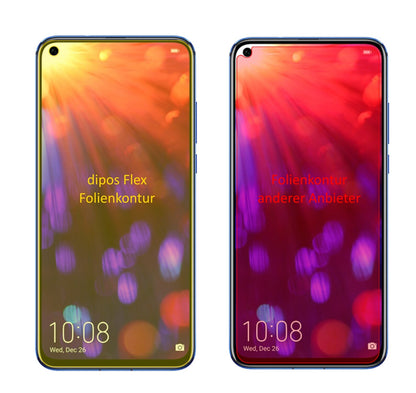 HonorV20 mit aufgebrachter dipos Displayschutzfolie, glasklare Darstellung ohne Einschränkungen